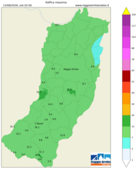 Mappa interpolata wind_gust_max